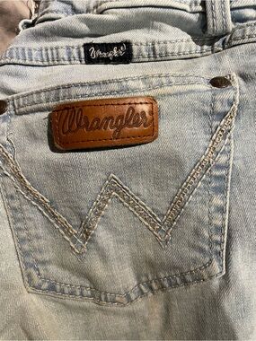 Wrangler Light Denim Jacket with Brown Leather Patch